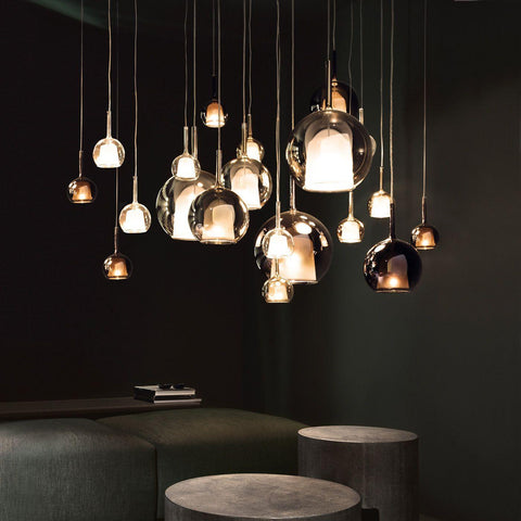 Round Glass Globe Pendant Light for Kitchen Islands and Dining Rooms