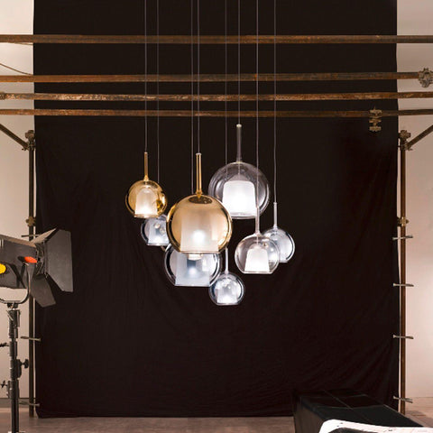 Round Glass Globe Pendant Light for Kitchen Islands and Dining Rooms