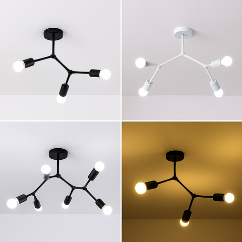 Branch Ceiling Light with Multiple Bulb Holders for Room Lighting