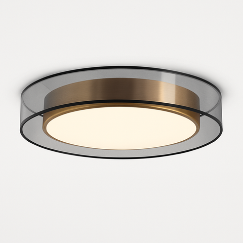 Gold Disc LED Flush Mount Ceiling Light with Layered Design