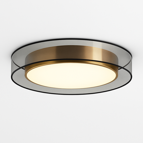 Gold Disc LED Flush Mount Ceiling Light with Layered Design