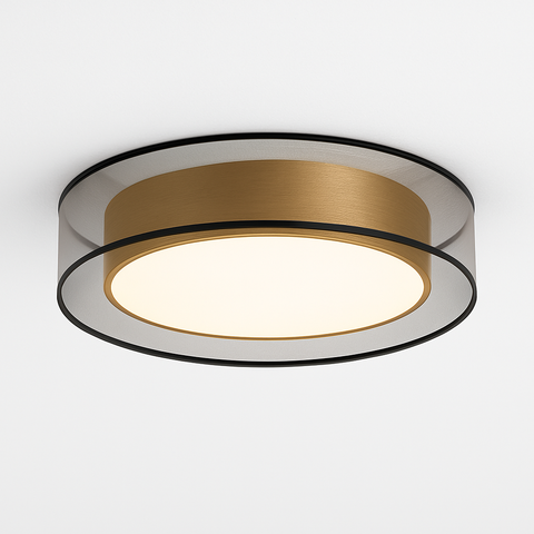 Gold Disc LED Flush Mount Ceiling Light with Layered Design