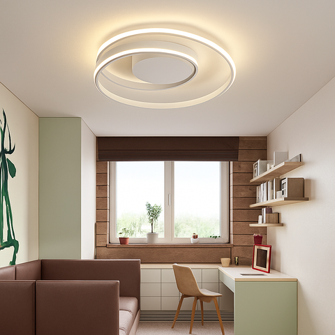 Double-Ring LED Ceiling Light for Modern Bedroom and Living Spaces