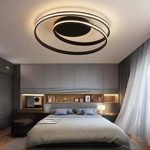 Double-Ring LED Ceiling Light for Modern Bedroom and Living Spaces