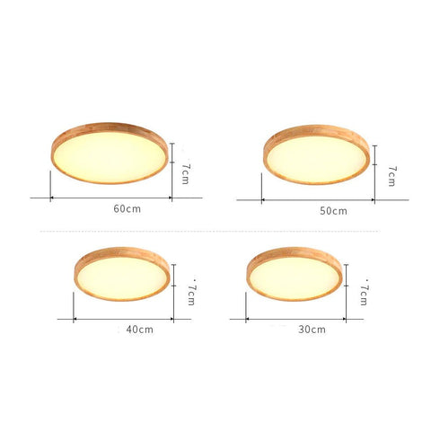 Ultra-Thin Round LED Ceiling Light with Wood Accent