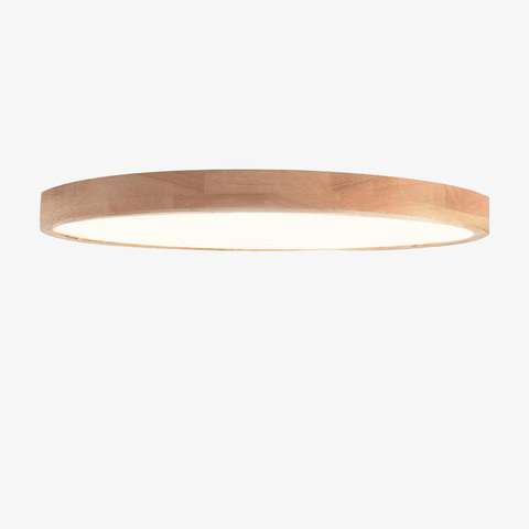 Ultra-Thin Round LED Ceiling Light with Wood Accent