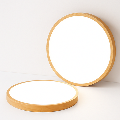 Round Wood LED Ceiling Light for Living and Dining Room Lighting