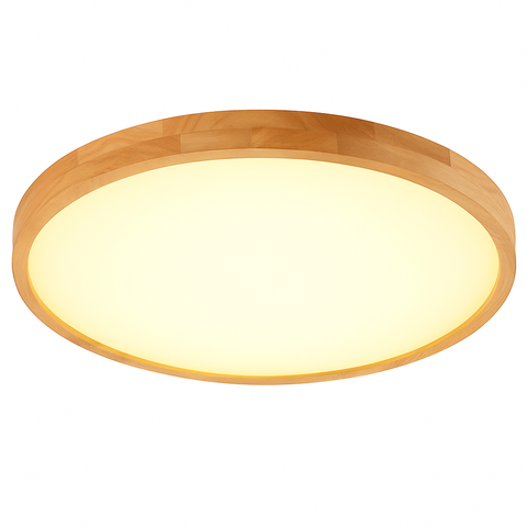 Round Wood LED Ceiling Light for Living and Dining Room Lighting