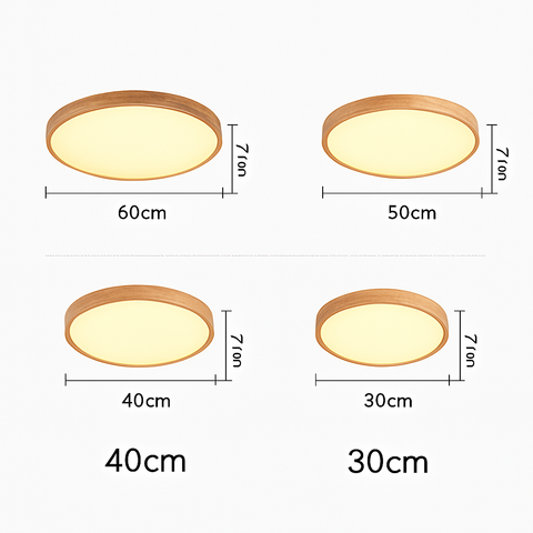 Round Wood LED Ceiling Light for Living and Dining Room Lighting