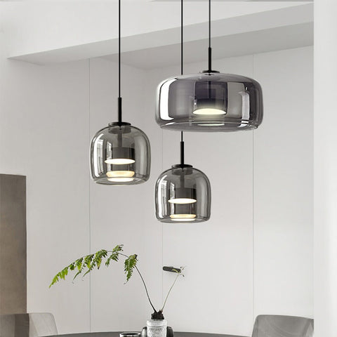 Vintage Tinted Glass LED Pendant Light for Dining Rooms and Kitchens