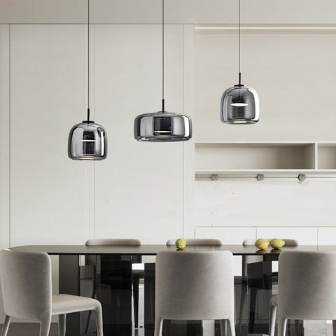 Vintage Tinted Glass LED Pendant Light for Dining Rooms and Kitchens