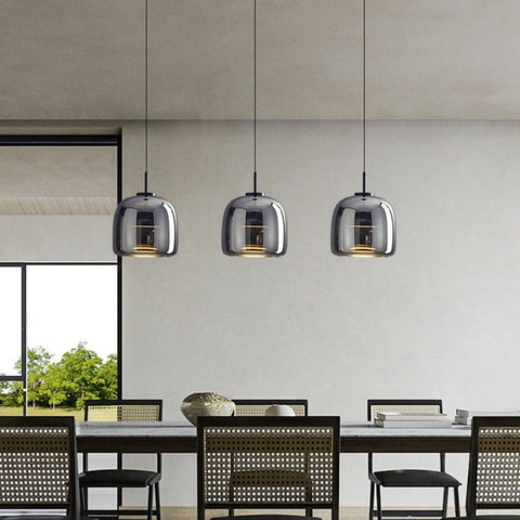Vintage Tinted Glass LED Pendant Light for Dining Rooms and Kitchens