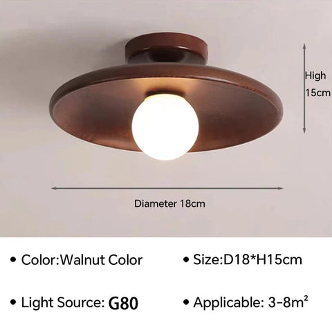 Round Wood Ceiling Light with Exposed Globe for Warm Interiors