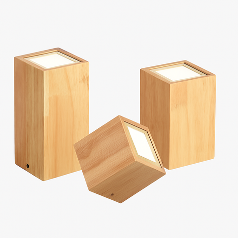Wooden Cube LED Ceiling Light for Compact Surface-Mounted Lighting