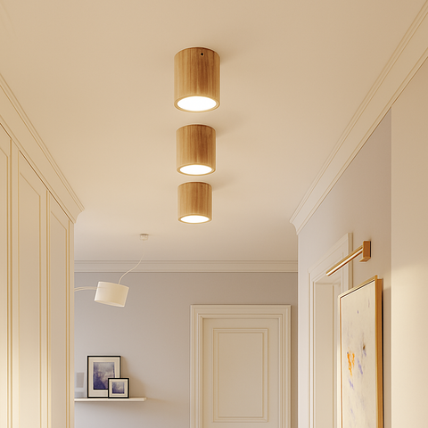 Wooden Cube LED Ceiling Light for Compact Surface-Mounted Lighting
