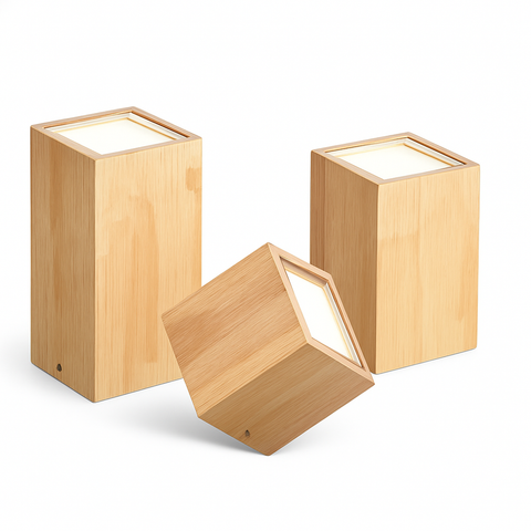 Wooden Cube LED Ceiling Light for Compact Surface-Mounted Lighting