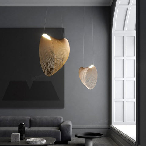 Sculptural Wood Pendant Light for Wabi-Sabi Dining and Living Rooms