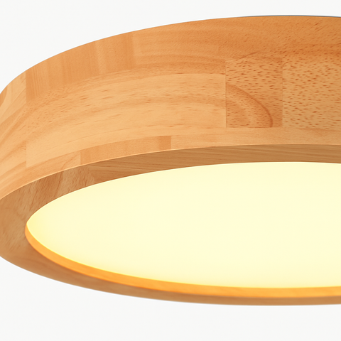 Round Wood LED Flush Mount Ceiling Light for Warm Interiors