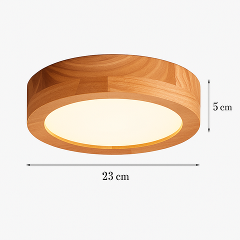Round Wood LED Flush Mount Ceiling Light for Warm Interiors