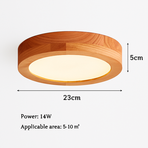 Round Wood LED Flush Mount Ceiling Light for Warm Interiors