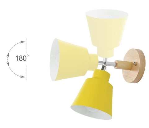 Adjustable Wooden and Metal Wall Lamp with E27 Socket and Pull Chain Switch