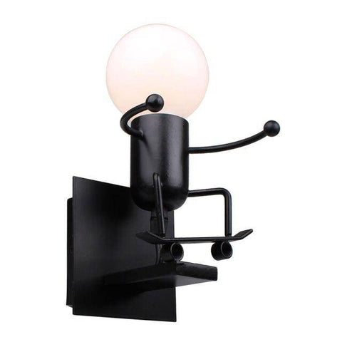 Seated Figure Metal Wall Sconce for Playful Interior Accent Lighting