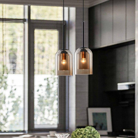 Double Glass Tube Pendant Light for Kitchen Island and Dining Area