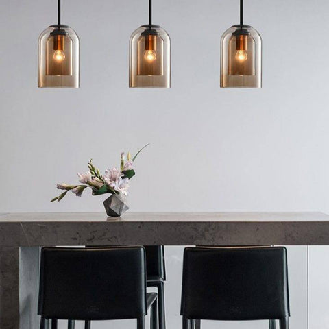 Double Glass Tube Pendant Light for Kitchen Island and Dining Area