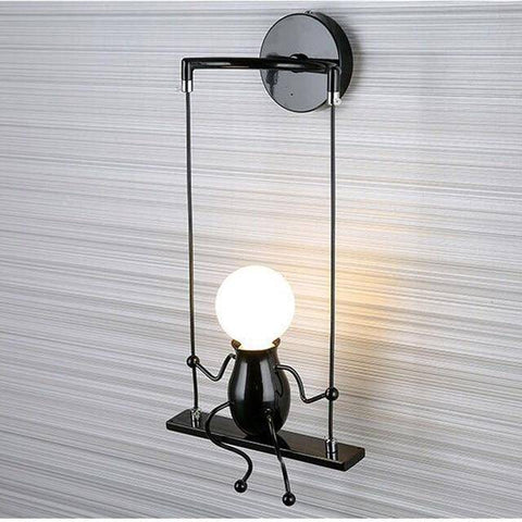 Swinging Figure Wall Light for Playful Bedroom Accent Illumination