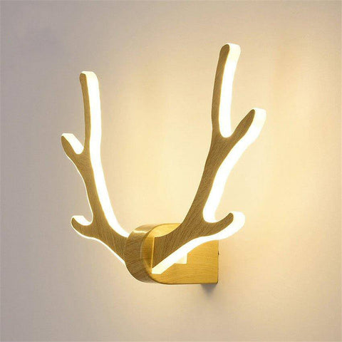 Wood Antler LED Wall Sconce with Sculptural Branch Form for Interiors