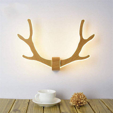 Wood Antler LED Wall Sconce with Sculptural Branch Form for Interiors