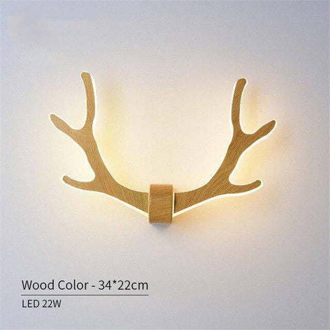 Wood Antler LED Wall Sconce with Sculptural Branch Form for Interiors