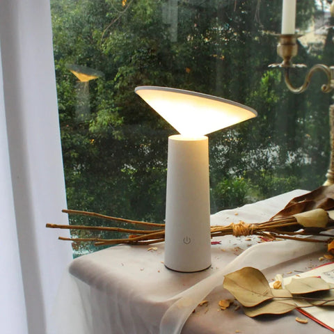 Minimalist Rechargeable LED Table Lamp with 360° Rotating Head and Dimmable Light
