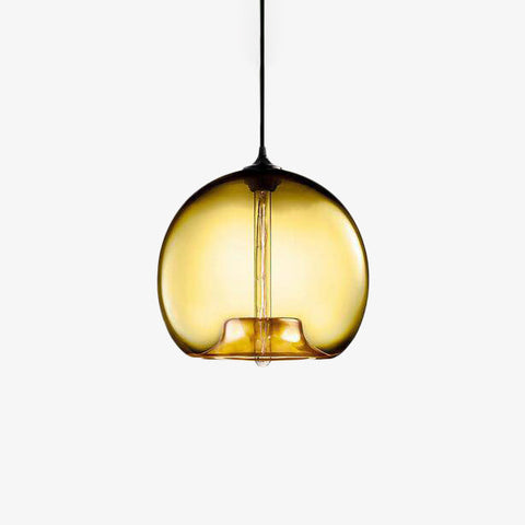 Tinted Glass Globe Pendant Light with Minimalist Metal Frame