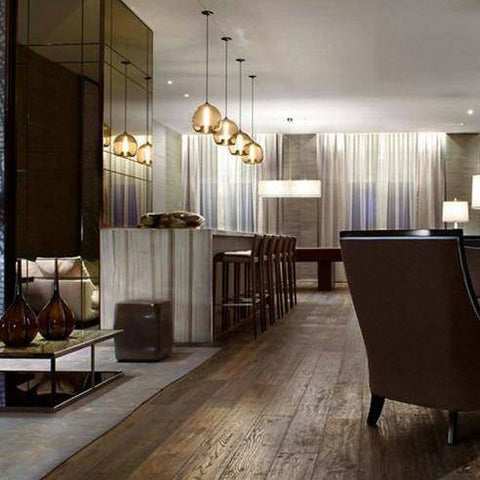 Tinted Glass Globe Pendant Light with Minimalist Metal Frame