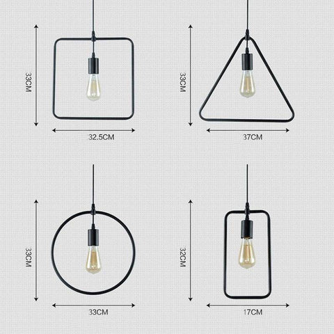 Geometric Metal Pendant Light with Open Frames for Dining Areas