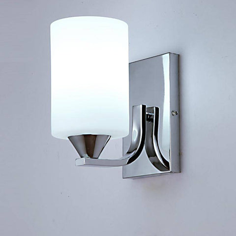 Chrome LED Wall Sconce with Frosted Glass Shade for Modern Interiors
