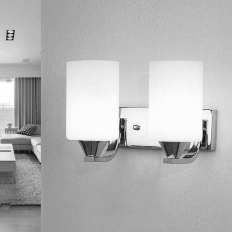 Chrome LED Wall Sconce with Frosted Glass Shade for Modern Interiors