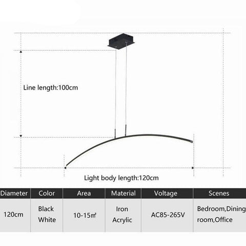 Modern Arc LED Chandelier with Minimalist Curved Profile for Dining