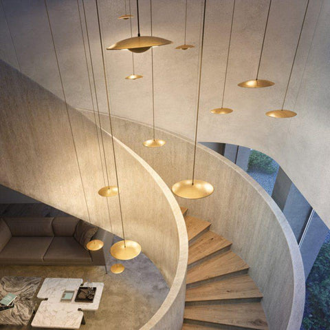 Pendant Light with Layered Metal Saucer Shade