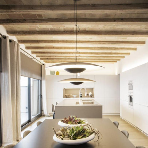 Pendant Light with Layered Metal Saucer Shade