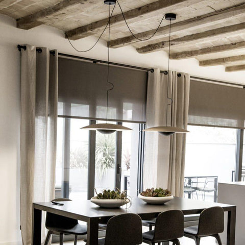 Pendant Light with Layered Metal Saucer Shade