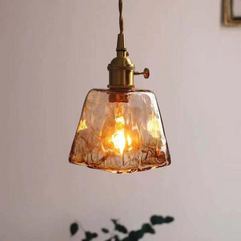 Retro Glass Pendant Light with Adjustable Hanging Height
