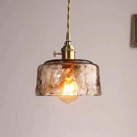 Retro Glass Pendant Light with Adjustable Hanging Height