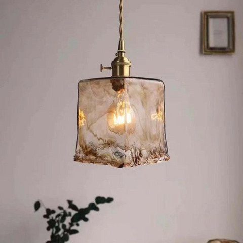 Retro Glass Pendant Light with Adjustable Hanging Height