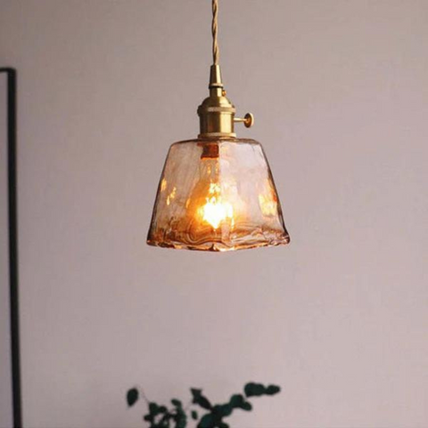Retro Glass Pendant Light with Adjustable Hanging Height