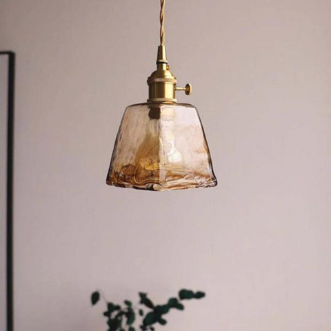 Retro Glass Pendant Light with Adjustable Hanging Height