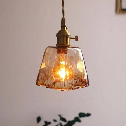 Retro Glass Pendant Light with Adjustable Hanging Height