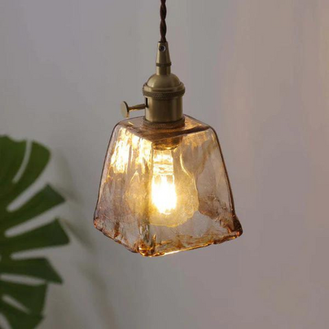 Retro Glass Pendant Light with Adjustable Hanging Height