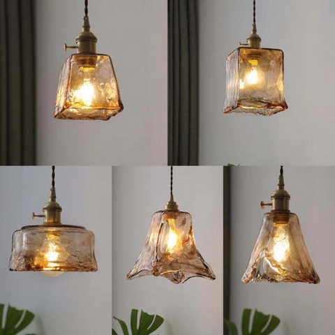 Retro Glass Pendant Light with Adjustable Hanging Height